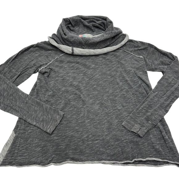 Free People Beach Sweater Womens Medium Grey Heathered Cocoon Cowl Pullover - Picture 2 of 11